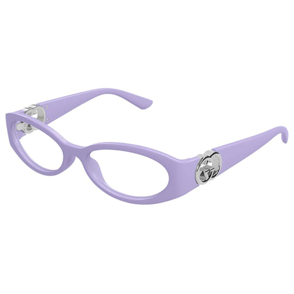 NEW GUCCI OVAL EYEGLASSES GUCCI GG1693O 003 VIOLET SILVER CLEAR EYEWEAR